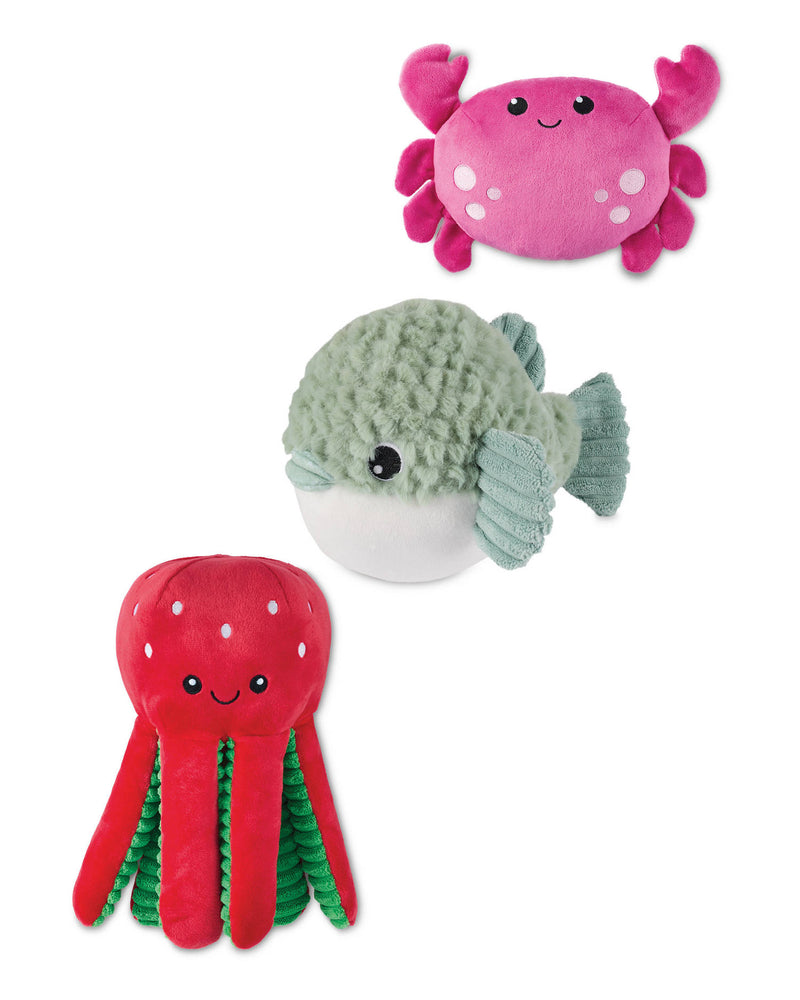 Scented plush dog toy, Crab, Octopus, Pufferfish, Turtle, UK version
