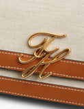 Tommy Hilfiger Script Canvas cross body bag with leather trim, UK version
