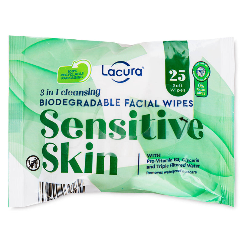 Sensitive facial wipes re-sealable pack, imported from the UK