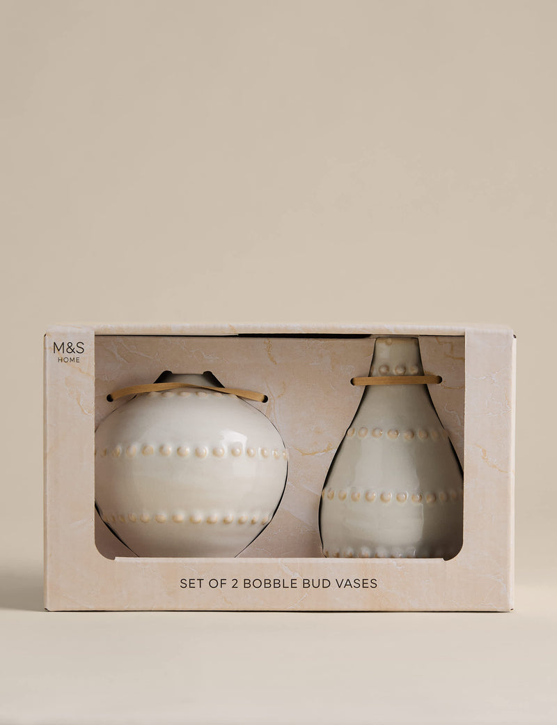Set of 2 Bobble Bud ceramic vases - British product