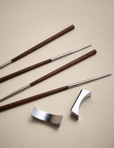 M&S Set of 2 Metal and Wood Chopsticks with Rest- Buy online at McGrocer