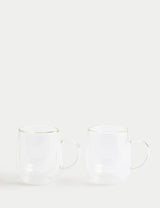 M&S Set of 2 Double Wall Glass Mugs, 265ml- Buy online at McGrocer