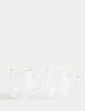 Set of 2 double wall glass mugs 265ml, UK version