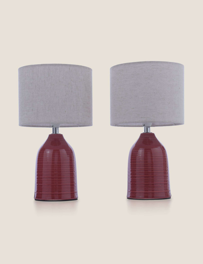 Laura Ashley Penny ceramic ribbed table lamp set (British brand)