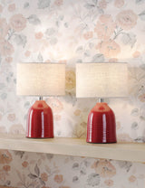 M&S Laura Ashley Penny Ceramic Ribbed Table Lamps Set of 2- Buy online at McGrocer