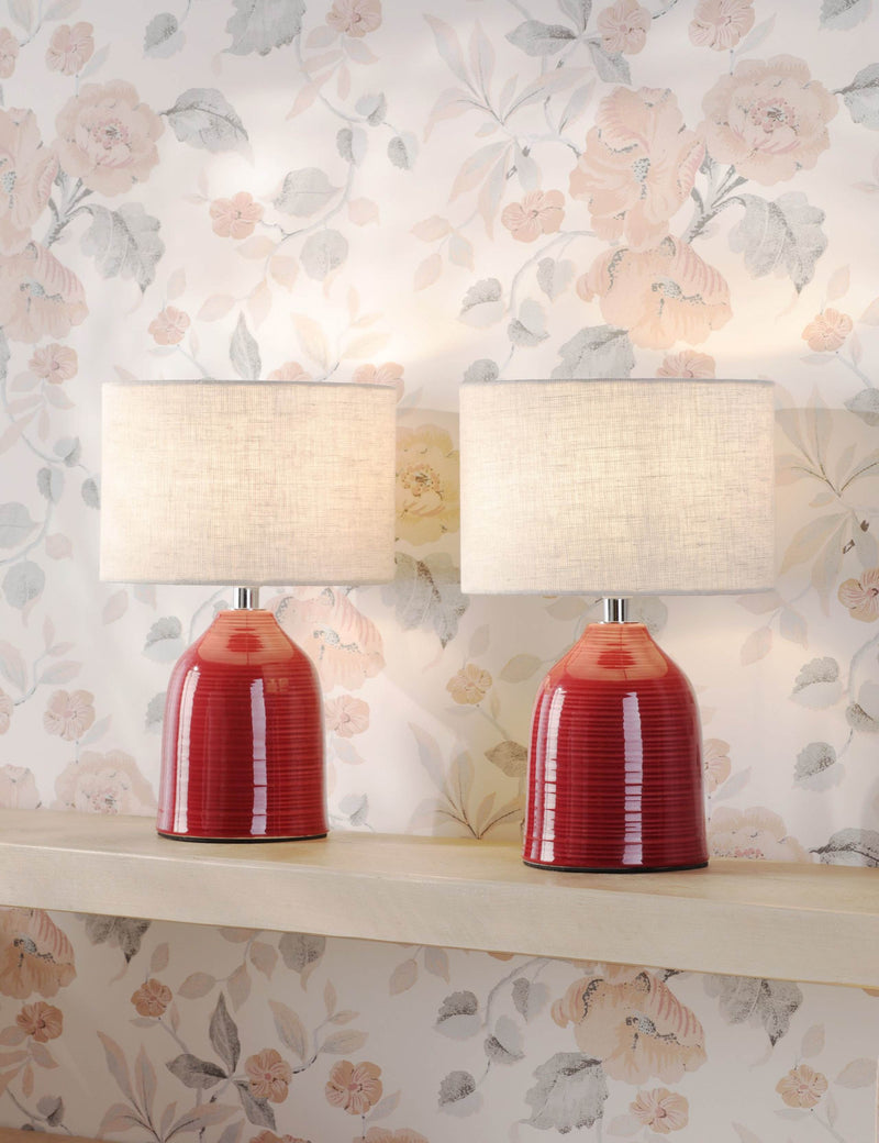 Laura Ashley Penny ceramic ribbed table lamp set (British brand)