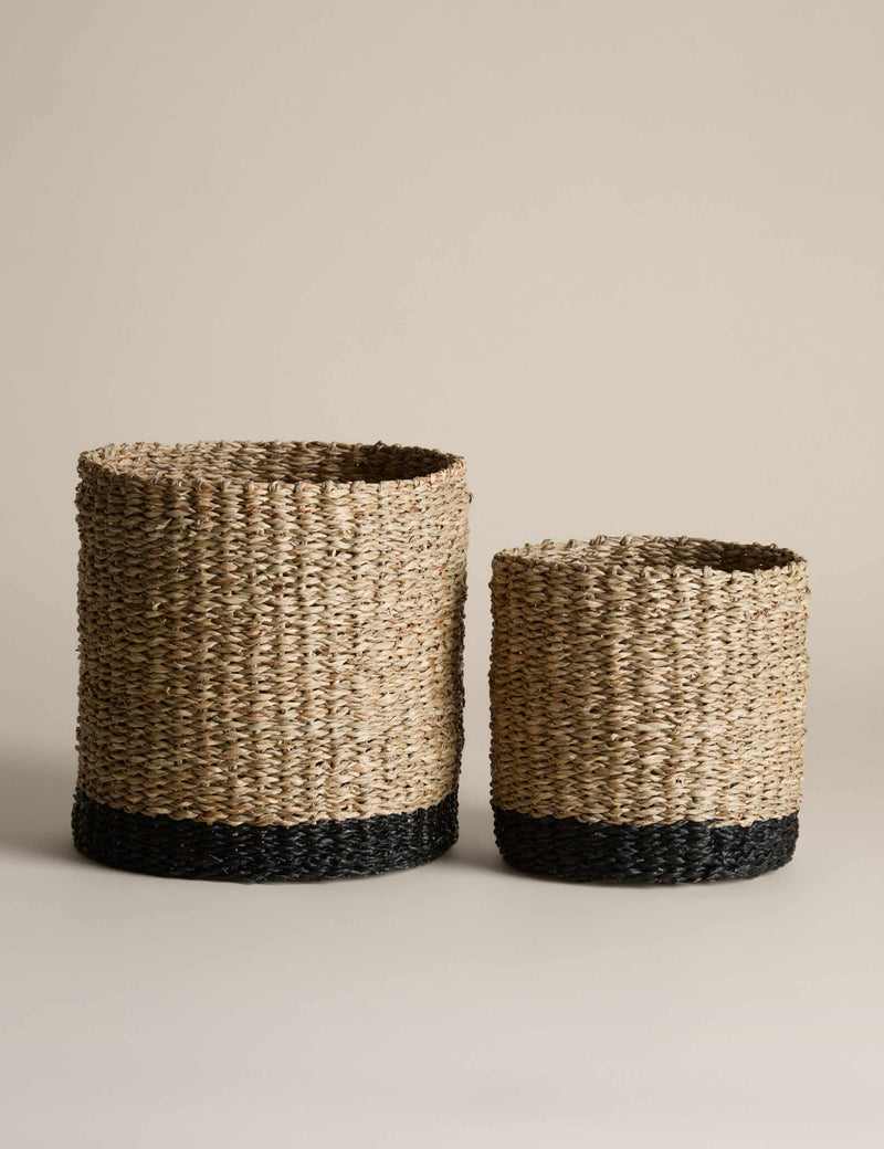 Set of 2 raffia and seagrass baskets for home storage, UK version