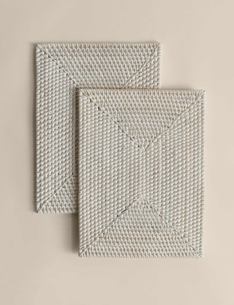 Set of 2 washed rattan placemats, UK dining table decor (British brand)