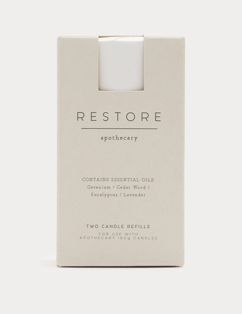 Set of 2 Restore candle refills herbal fragrance - British product