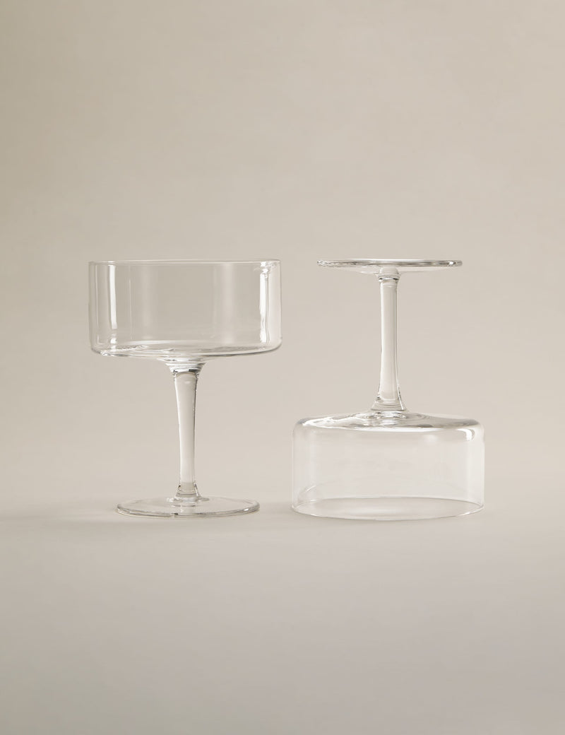 Set of 2 straight sided coupe glasses (British brand)