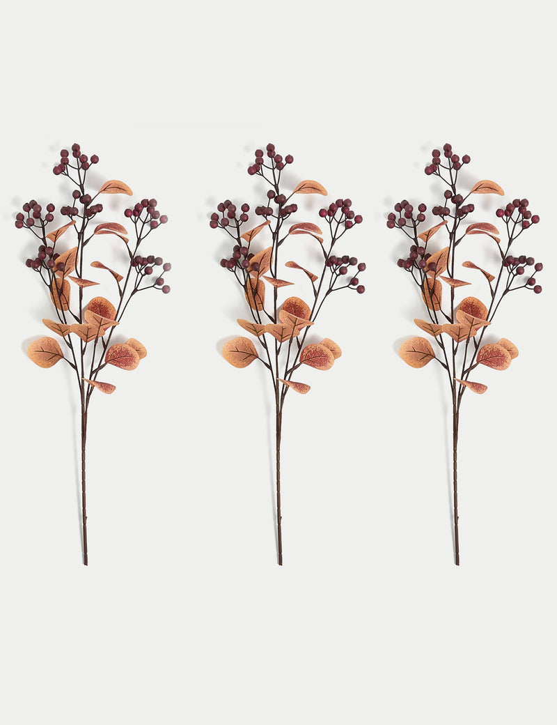 Set of 3 Artificial Berry Single Stems
