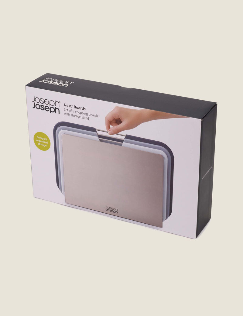 Joseph Joseph set of 3 plastic chopping boards with storage stand (British brand)