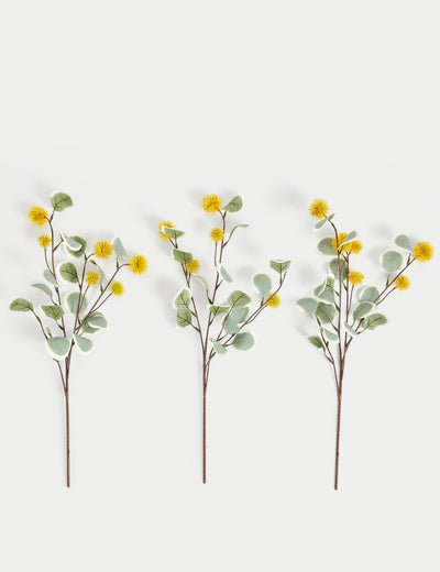 M&S Eucalyptus Erythrocorys Single Stems Artificial Flowers - Set of 3- Buy online at McGrocer