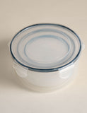 Set of three round clip storage containers 1.5L 800ml 400ml (British brand)