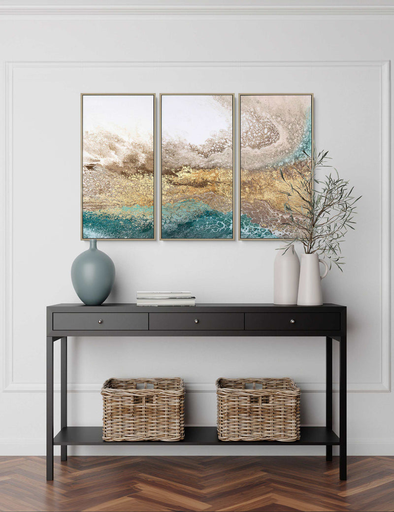 Set of 3 Serene Triptych Abstract Framed Art