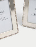 Set of three silver photo frames with square, rectangular, and circular shapes (British brand)