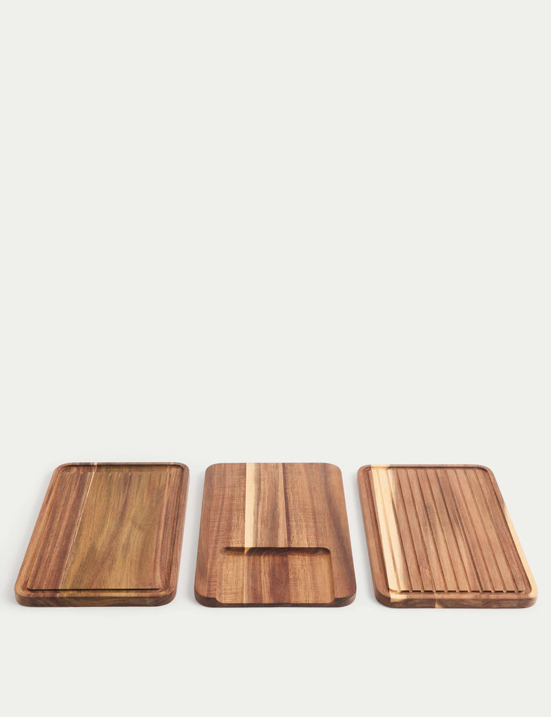 Set of 3 acacia wood chopping boards, UK version