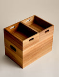 Wooden stacking boxes set of three for kitchen storage (British brand)