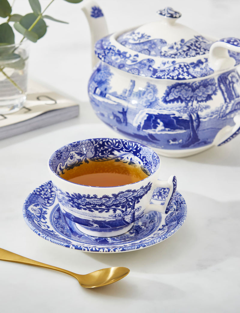 Spode Blue Italian cups and saucers set of 4 (British brand)