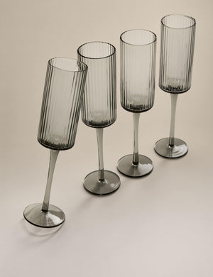 Set of 4 Celine Ribbed Champagne Flutes