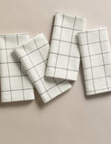 Set of 4 Cotton with Linen Linear Check Napkins