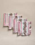 Set of 4 Cotton with Linen Striped Napkins