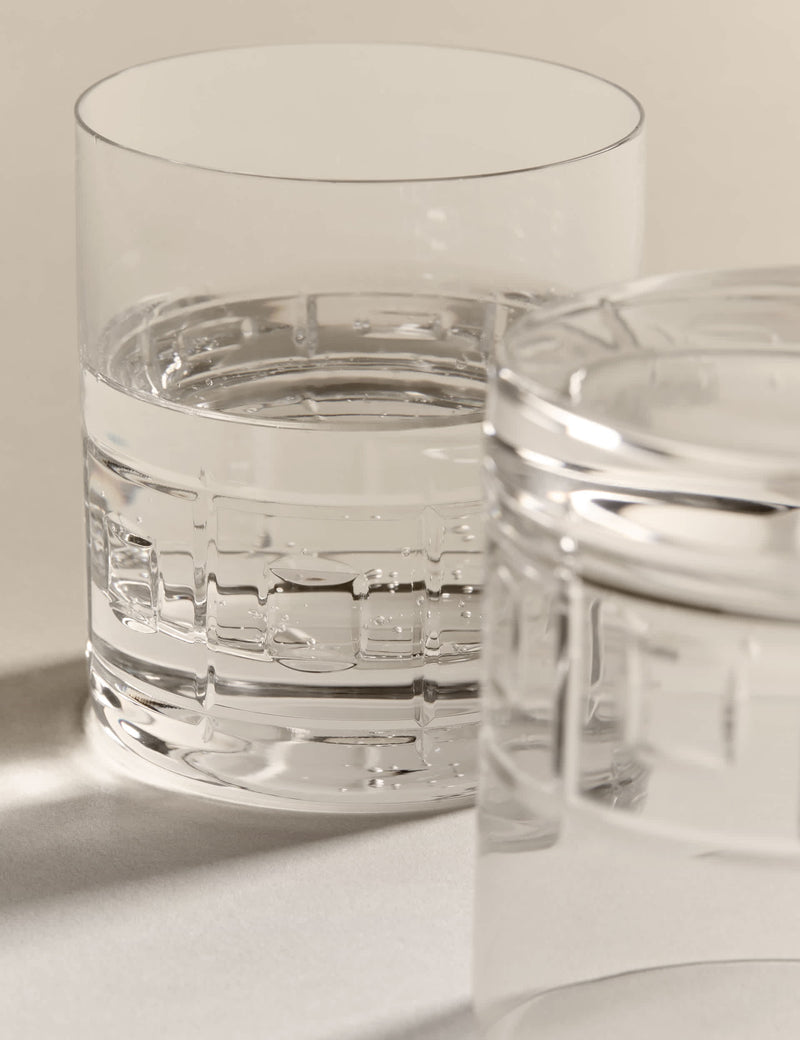 M&S X Kelly Hoppen etched crystal glass tumblers set of four (British brand)