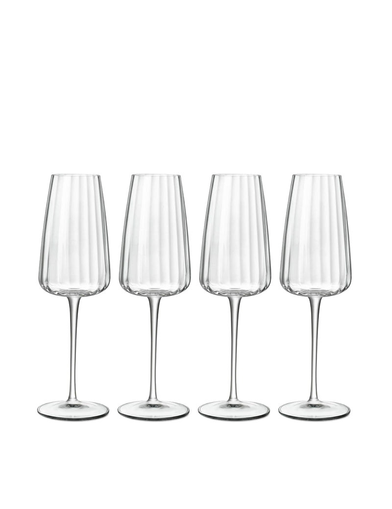 Luigi Bormioli Optica champagne flutes set of 4 (British brand)