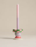 Set of 4 pastel dinner candles with ridged texture - British product