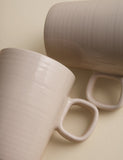 Set of four ribbed ceramic cappuccino cups (British brand)