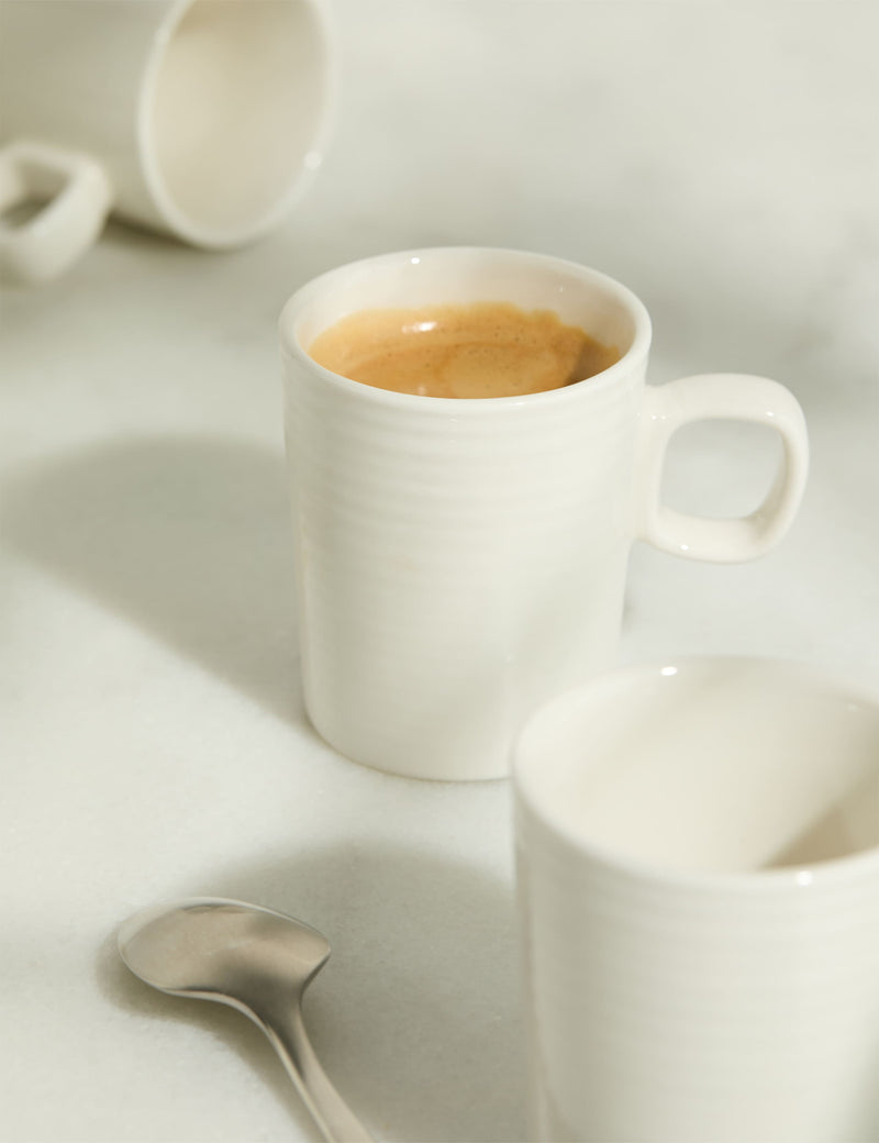 Ribbed ceramic espresso cups set of 4 (British brand)