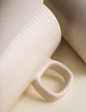 Set of four ribbed ceramic latte mugs (British brand)