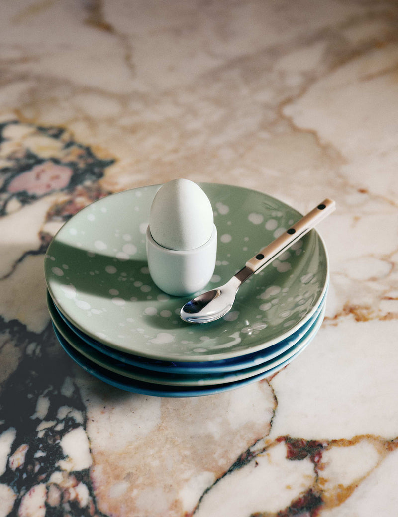 Set of 4 stoneware splatter side plates, 20cm each (British brand)