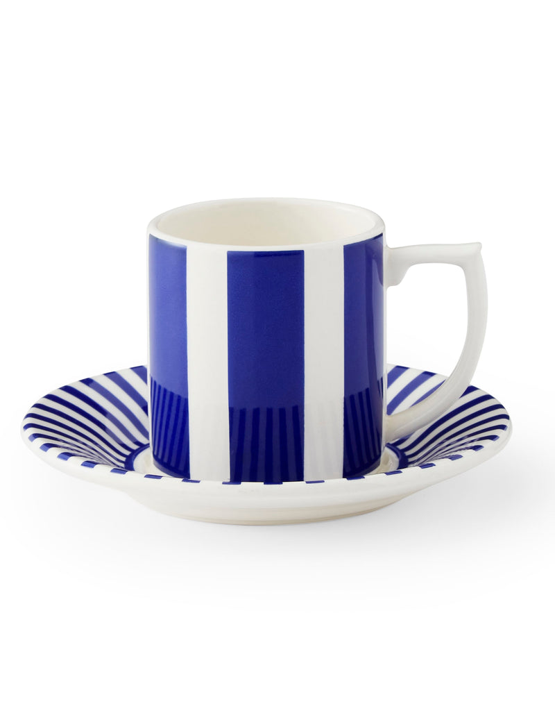 Spode Steccato espresso cup and saucer set of 4 (British brand)