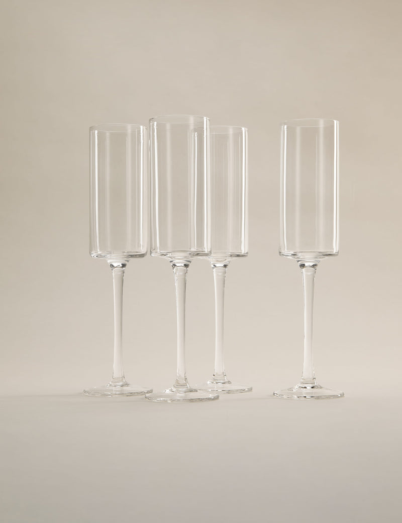 Straight sided champagne flutes set of 4 - British product