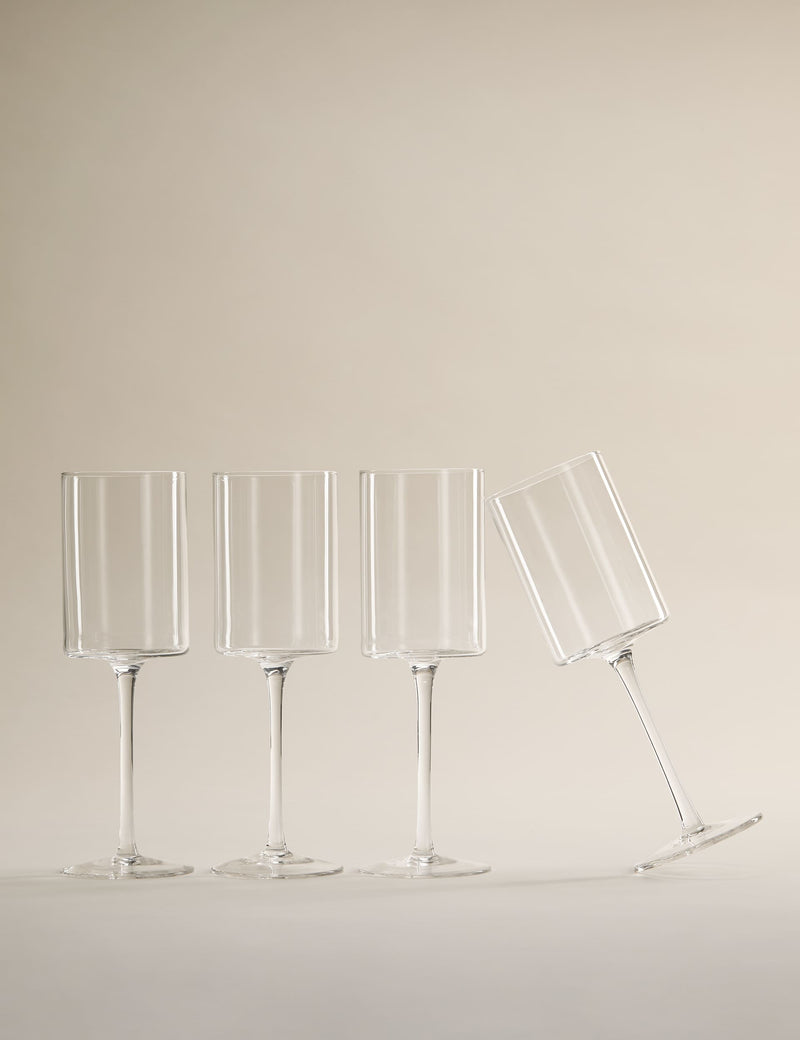 Set of 4 straight sided wine glasses, UK version