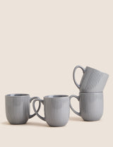 M&S Set of 4 Textured Stripe China Mugs, 360ml- Buy online at McGrocer