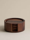 Acacia wood round coasters set of four 11cm, UK version