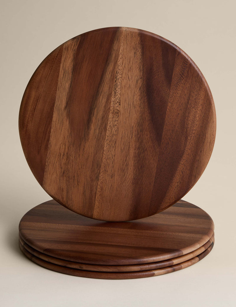 Acacia wood round placemats set of 4, imported from the UK