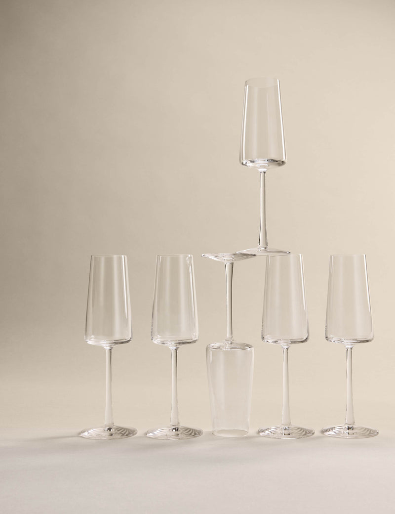 Set of 6 Modern Champagne Flutes