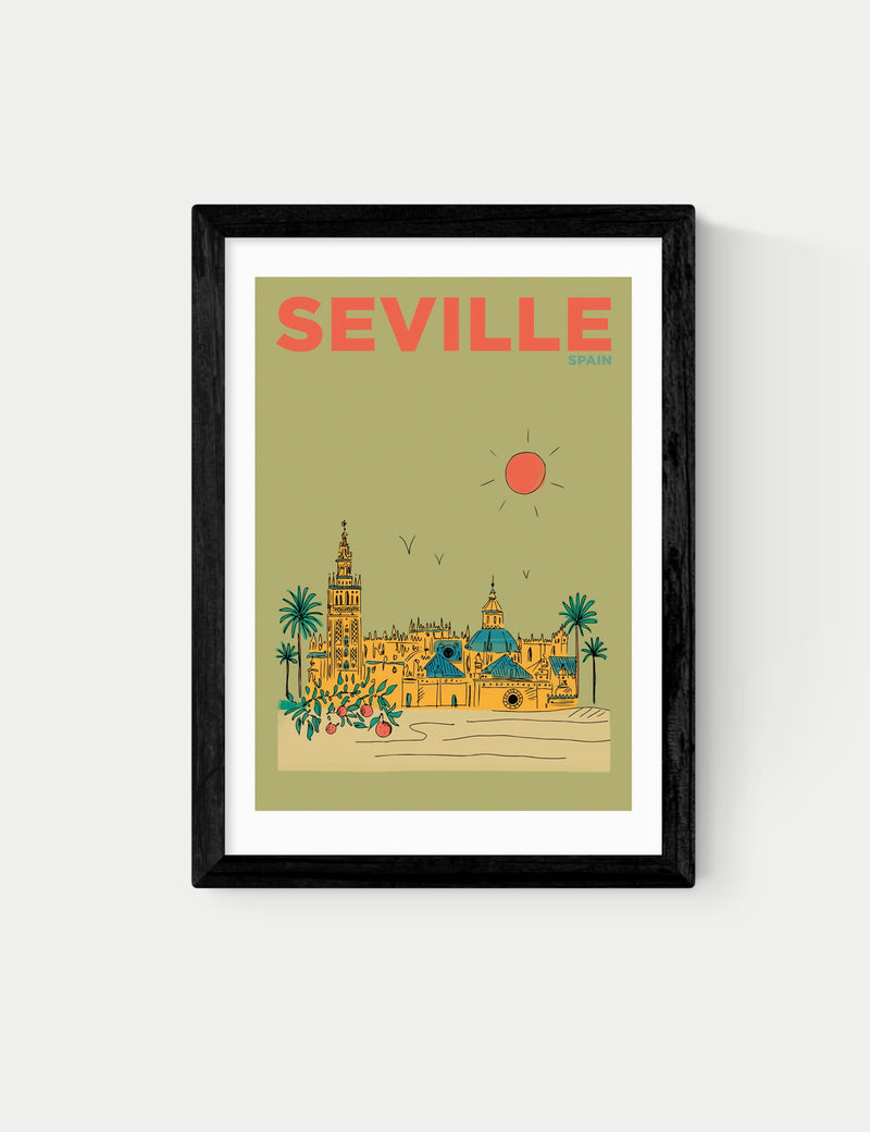 East End Prints Seville cityscape framed art print, imported from the UK