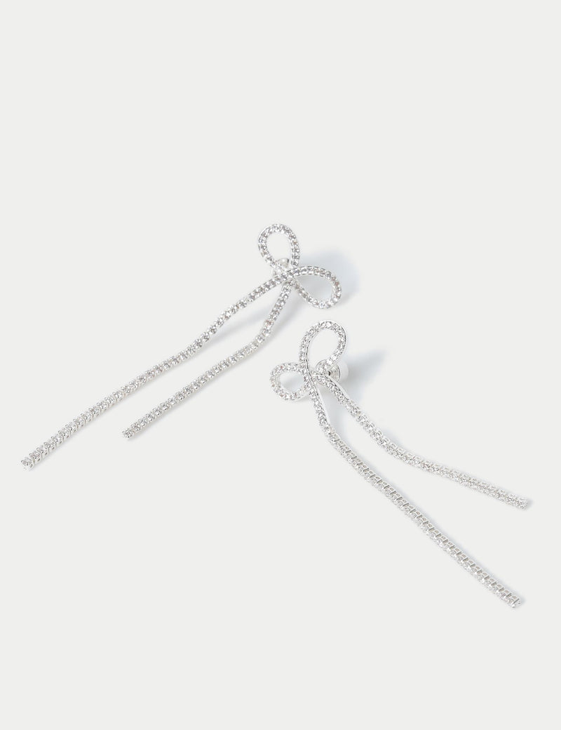 Silver Cupchain Bow Drop Earring, jewellery - British product
