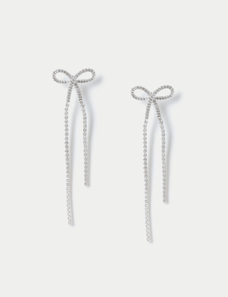 Silver Cupchain Bow Drop Earring, jewellery - British product