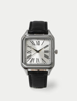M&S Silver Square Leather Strap Watch- Buy online at McGrocer