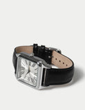 Watch silver square leather strap, imported from the UK