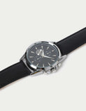 Silver tone round face watch leather strap imported from the UK