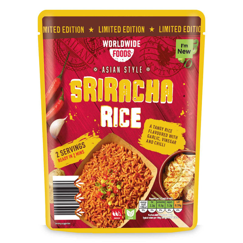 Worldwide Foods Siracha Street Food Rice, imported from the UK
