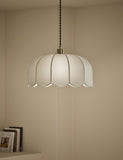 Pendant light scalloped linen with antique brass, imported from the UK