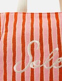 Accessorize striped beach tote bag with slogan embroidery (British brand)