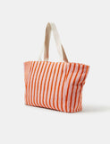 Accessorize striped beach tote bag with slogan embroidery (British brand)